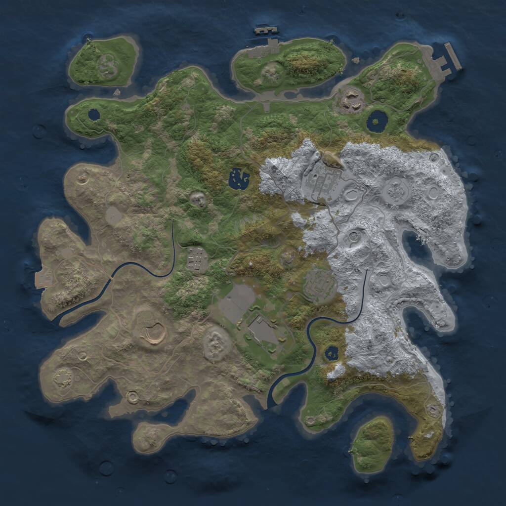 Rust Map: Procedural Map, Size: 3500, Seed: 2071918401, 13 Monuments
