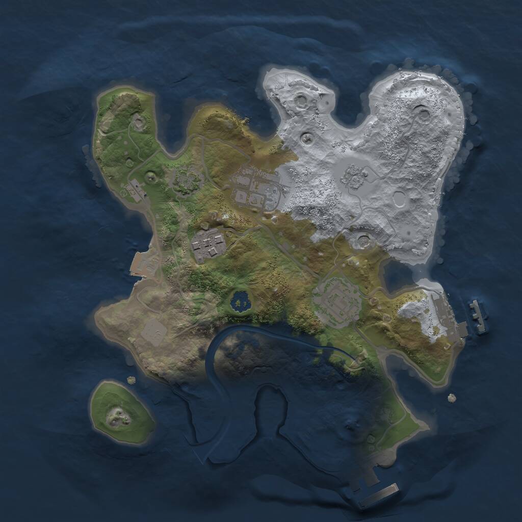 Rust Map: Procedural Map, Size: 2500, Seed: 2046986810, 9 Monuments