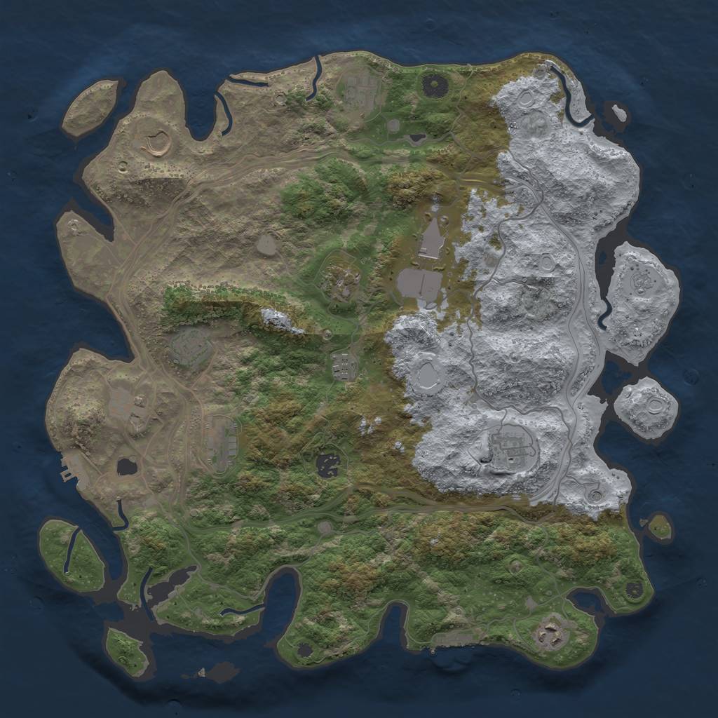 Rust Map: Procedural Map, Size: 4250, Seed: 2107187498, 18 Monuments