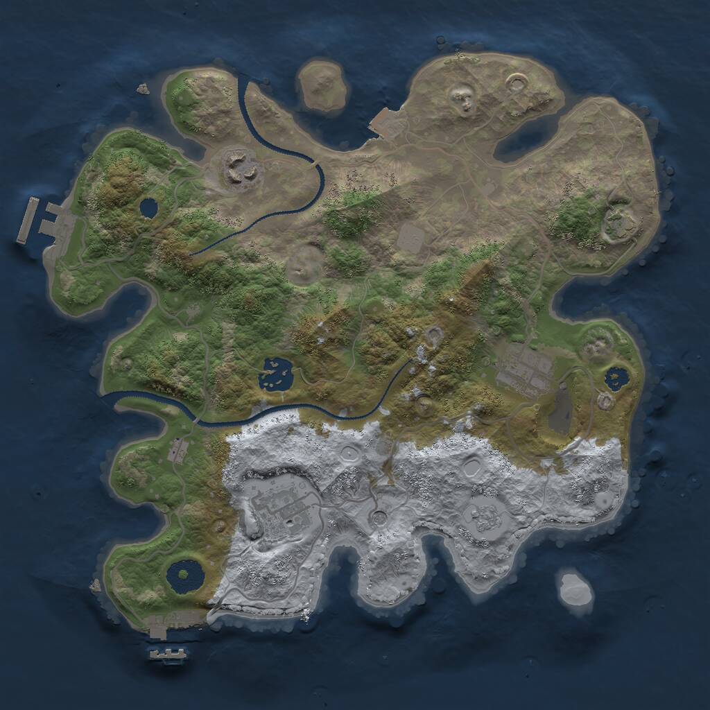 Rust Map: Procedural Map, Size: 3000, Seed: 90913949, 10 Monuments