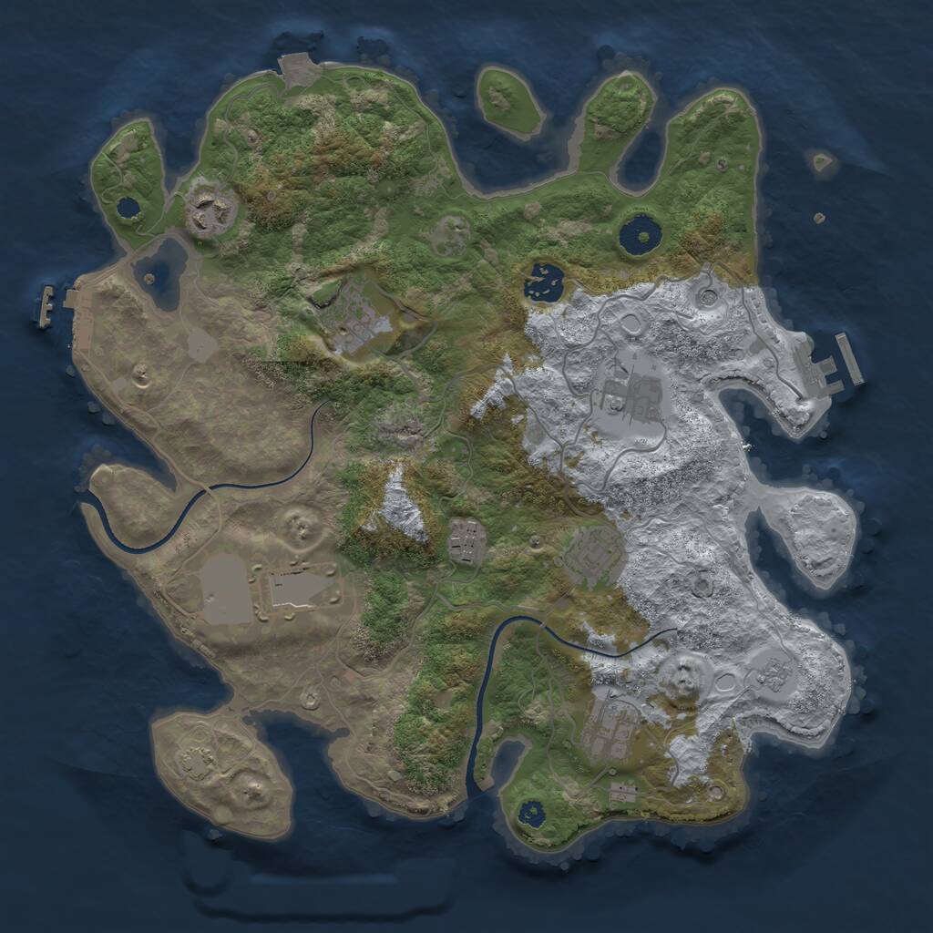 Rust Map: Procedural Map, Size: 3500, Seed: 69295955, 14 Monuments