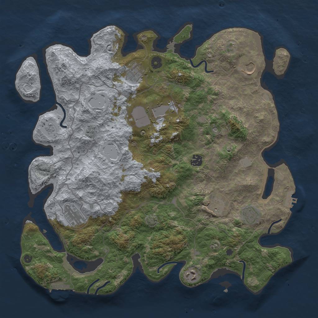 Rust Map: Procedural Map, Size: 4000, Seed: 1024025343, 17 Monuments