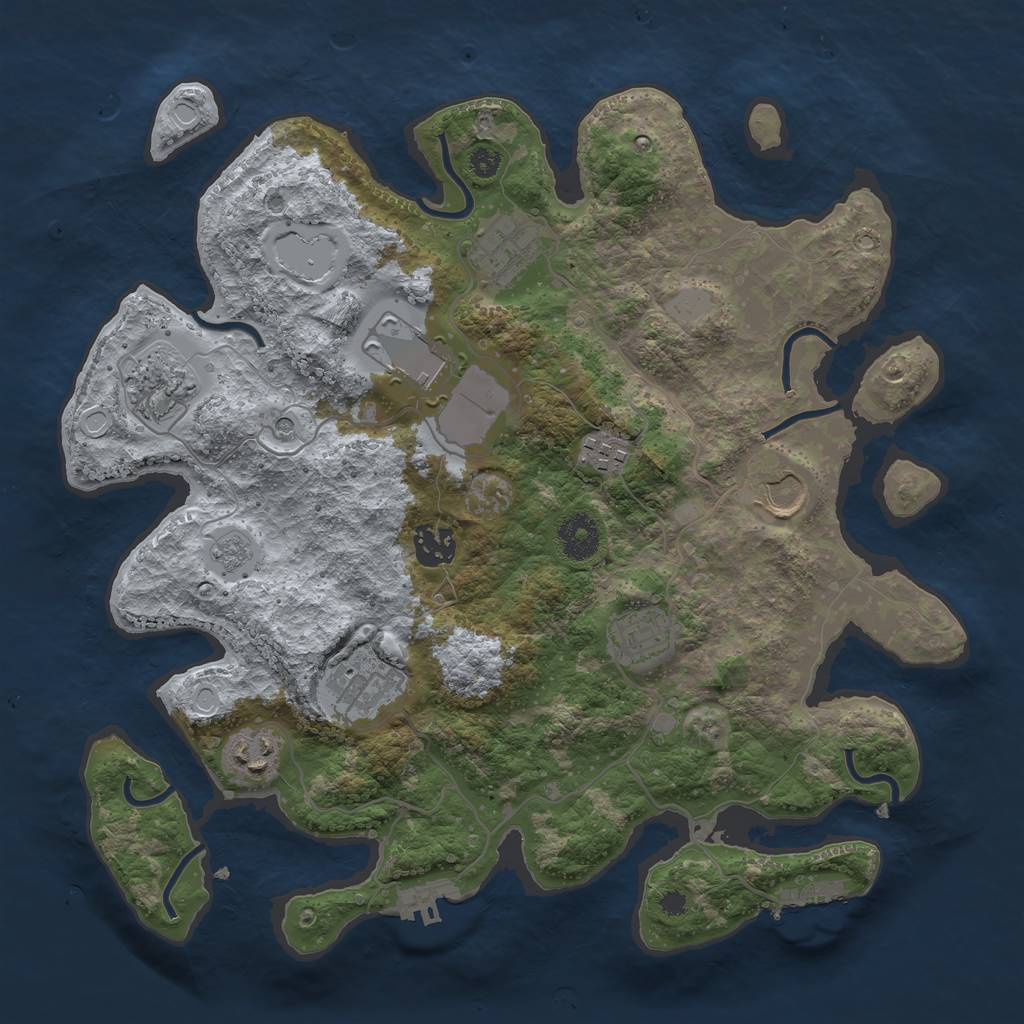 Rust Map: Procedural Map, Size: 3500, Seed: 466886350, 16 Monuments