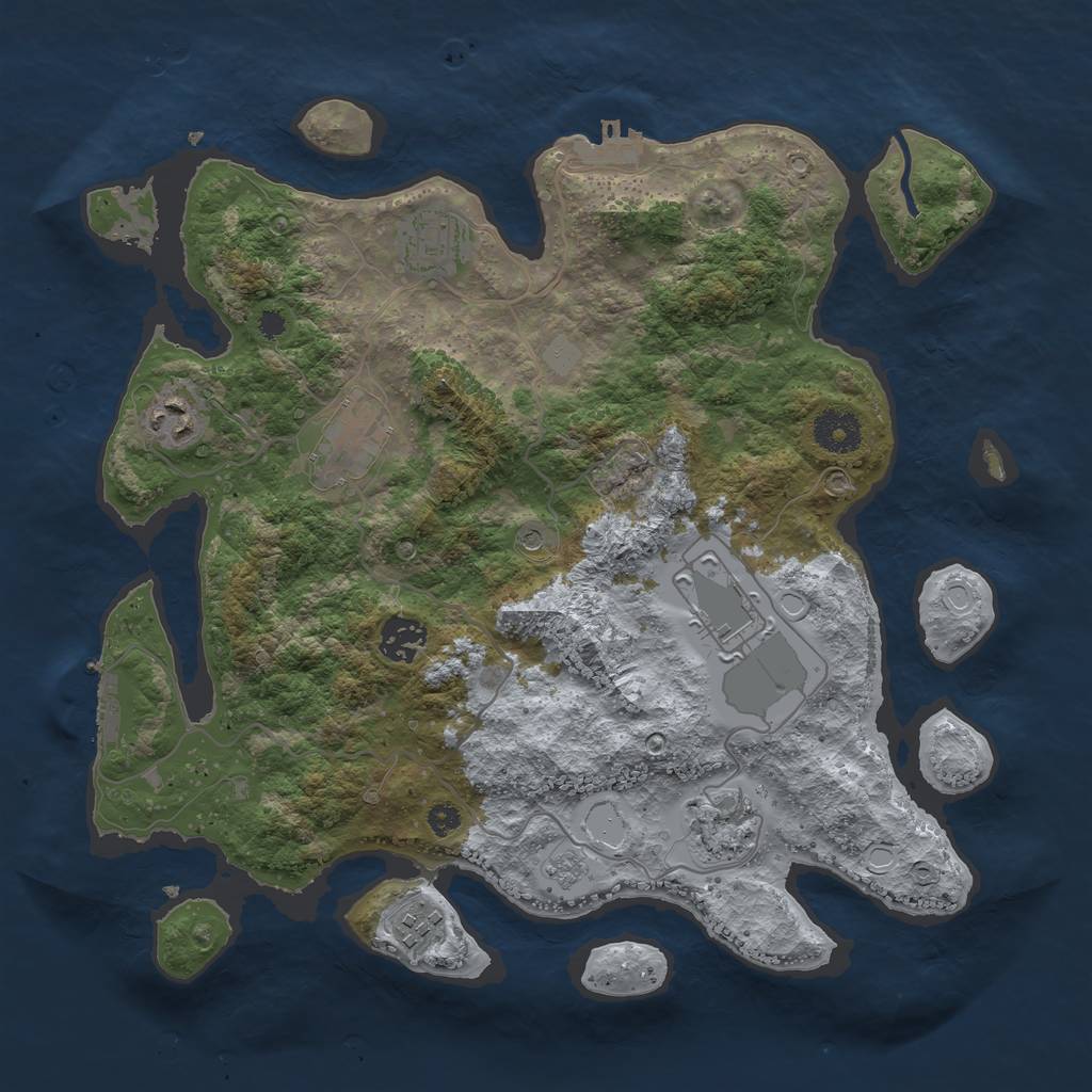 Rust Map: Procedural Map, Size: 3500, Seed: 1213986623, 16 Monuments