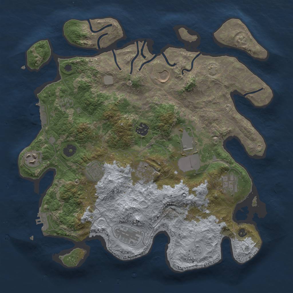 Rust Map: Procedural Map, Size: 3500, Seed: 38534451, 15 Monuments