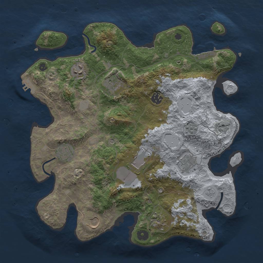 Rust Map: Procedural Map, Size: 3500, Seed: 55854941, 16 Monuments