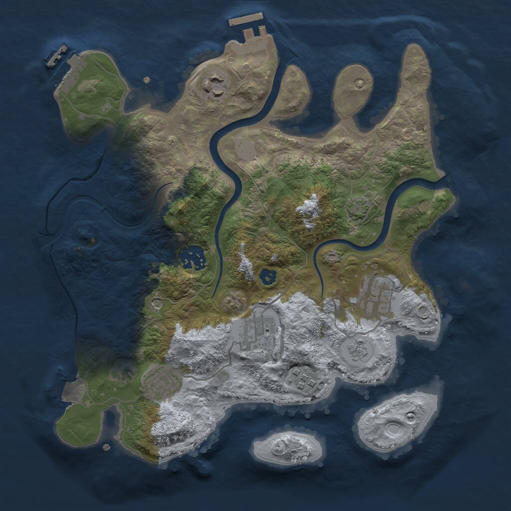 Rust Map: Procedural Map, Size: 3000, Seed: 1313303942, 12 Monuments