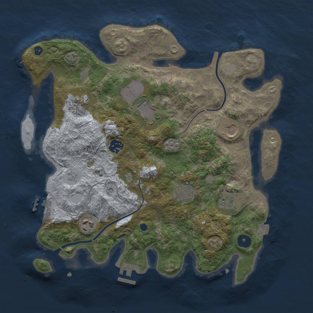 Rust Map: Procedural Map, Size: 3500, Seed: 96654255, 14 Monuments