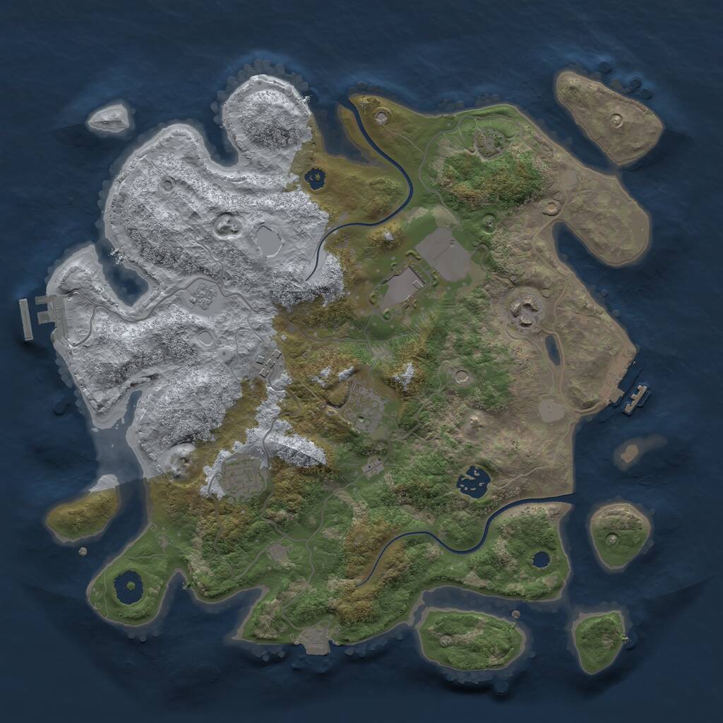 Rust Map: Procedural Map, Size: 3500, Seed: 43931806, 12 Monuments