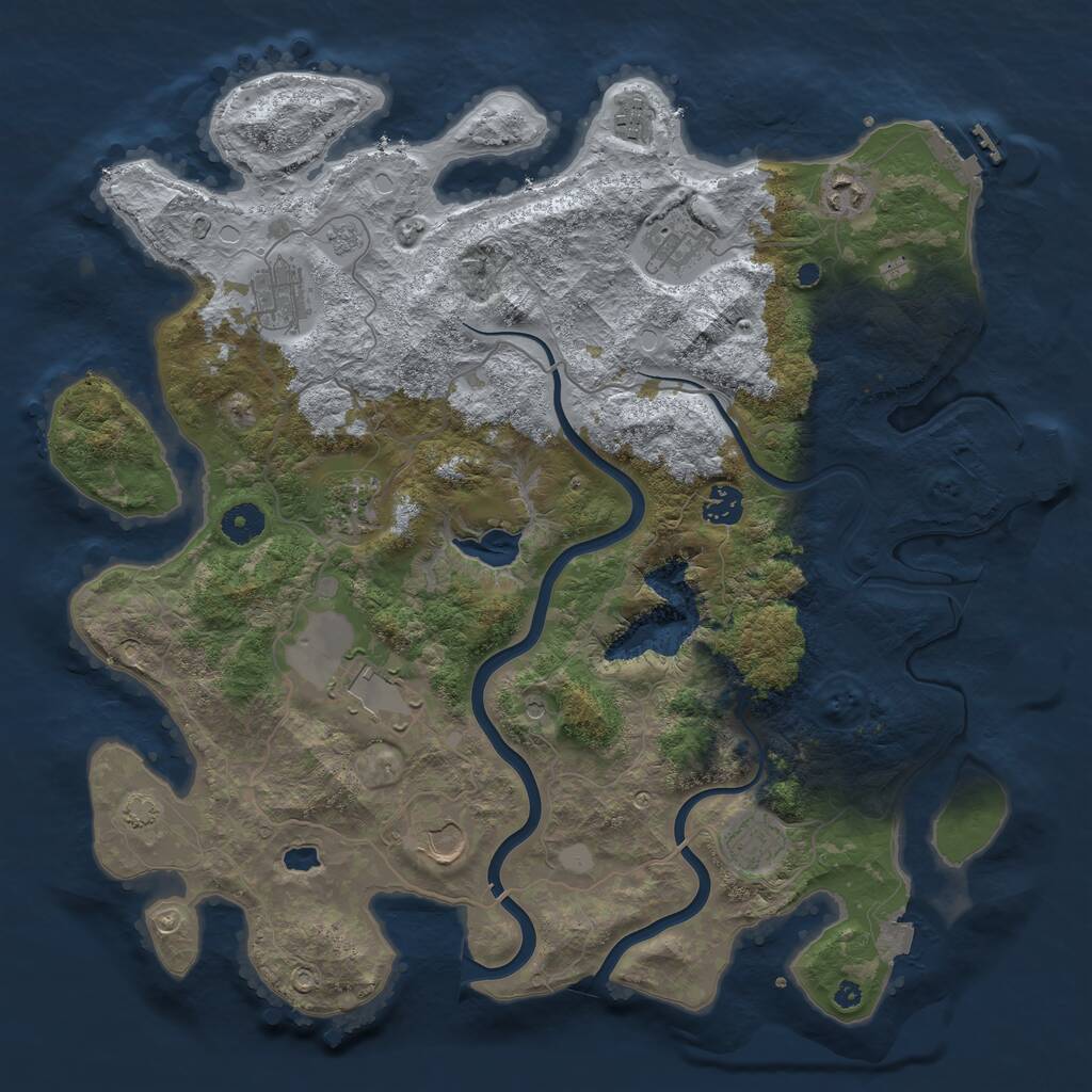 Rust Map: Procedural Map, Size: 4000, Seed: 645020354, 15 Monuments