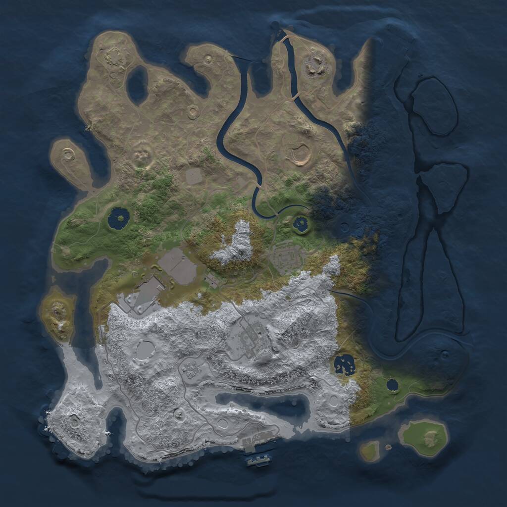 Rust Map: Procedural Map, Size: 3500, Seed: 68462236, 12 Monuments