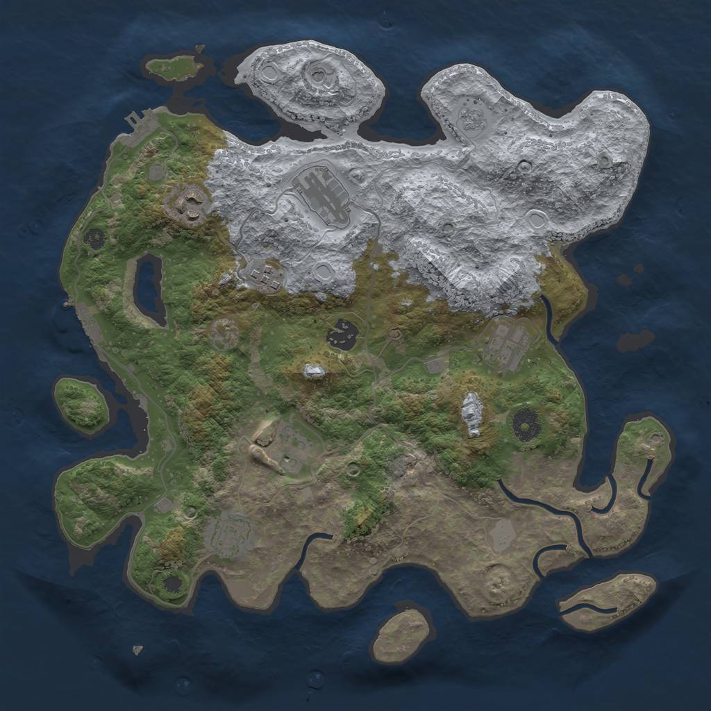 Rust Map: Procedural Map, Size: 3500, Seed: 514887587, 14 Monuments
