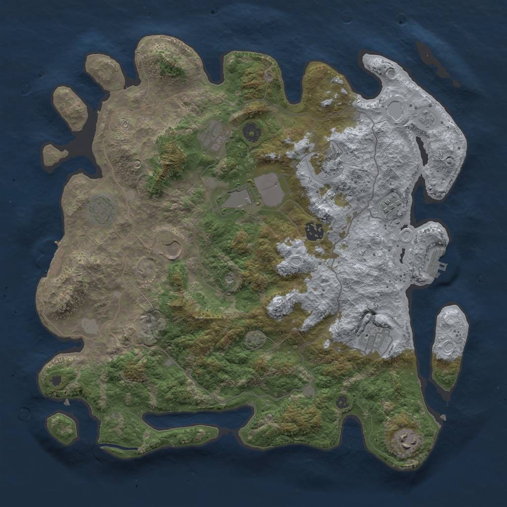 Rust Map: Procedural Map, Size: 4000, Seed: 411369247, 17 Monuments