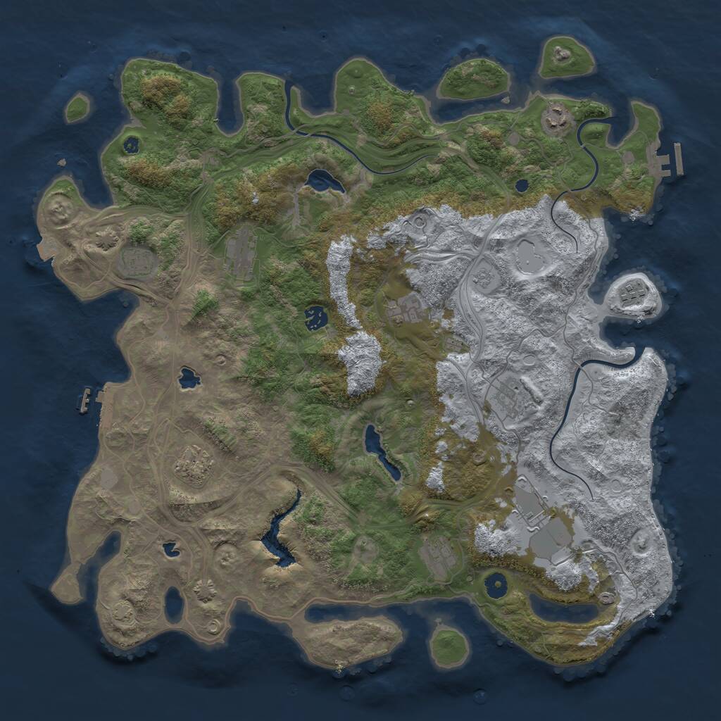 Rust Map: Procedural Map, Size: 4500, Seed: 1097650116, 16 Monuments
