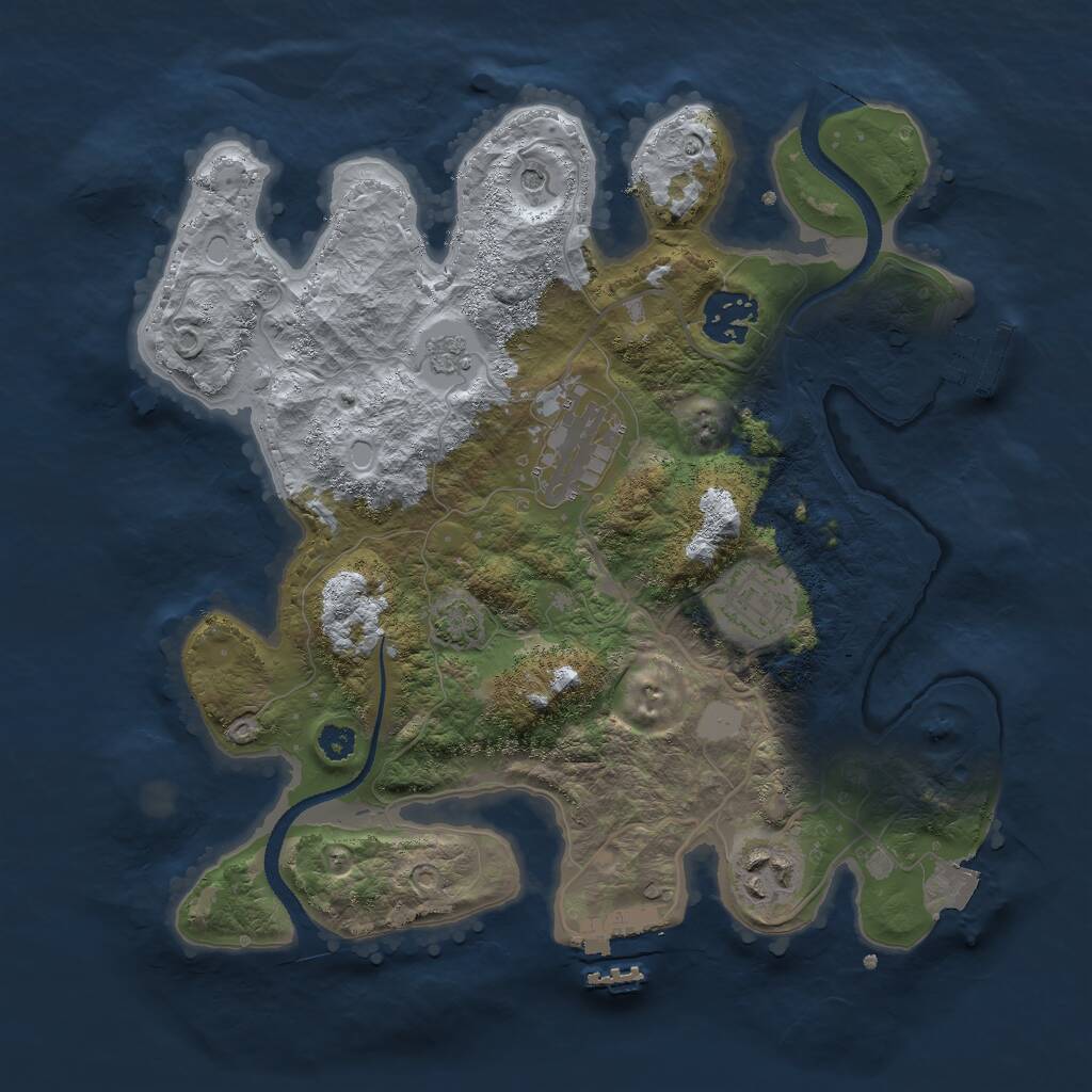 Rust Map: Procedural Map, Size: 3000, Seed: 5232, 10 Monuments