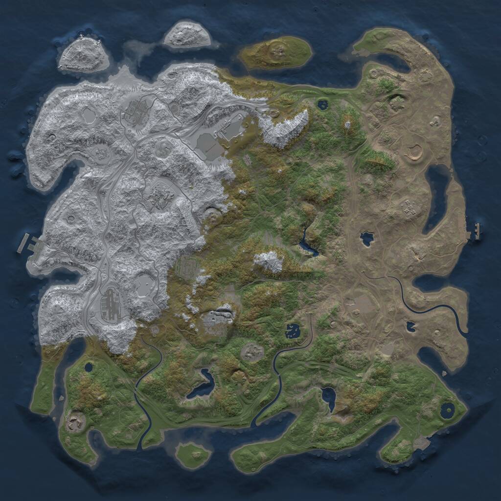 Rust Map: Procedural Map, Size: 4800, Seed: 123674036, 17 Monuments