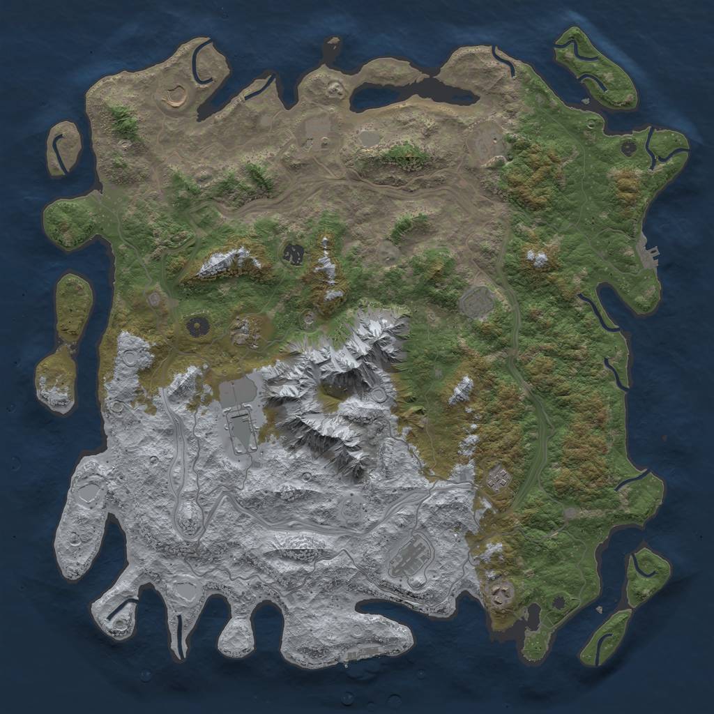 Rust Map: Procedural Map, Size: 5000, Seed: 1169108228, 19 Monuments