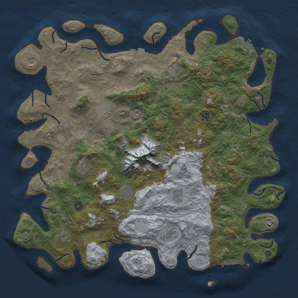 Rust Map: Procedural Map, Size: 5000, Seed: 11073400, 19 Monuments