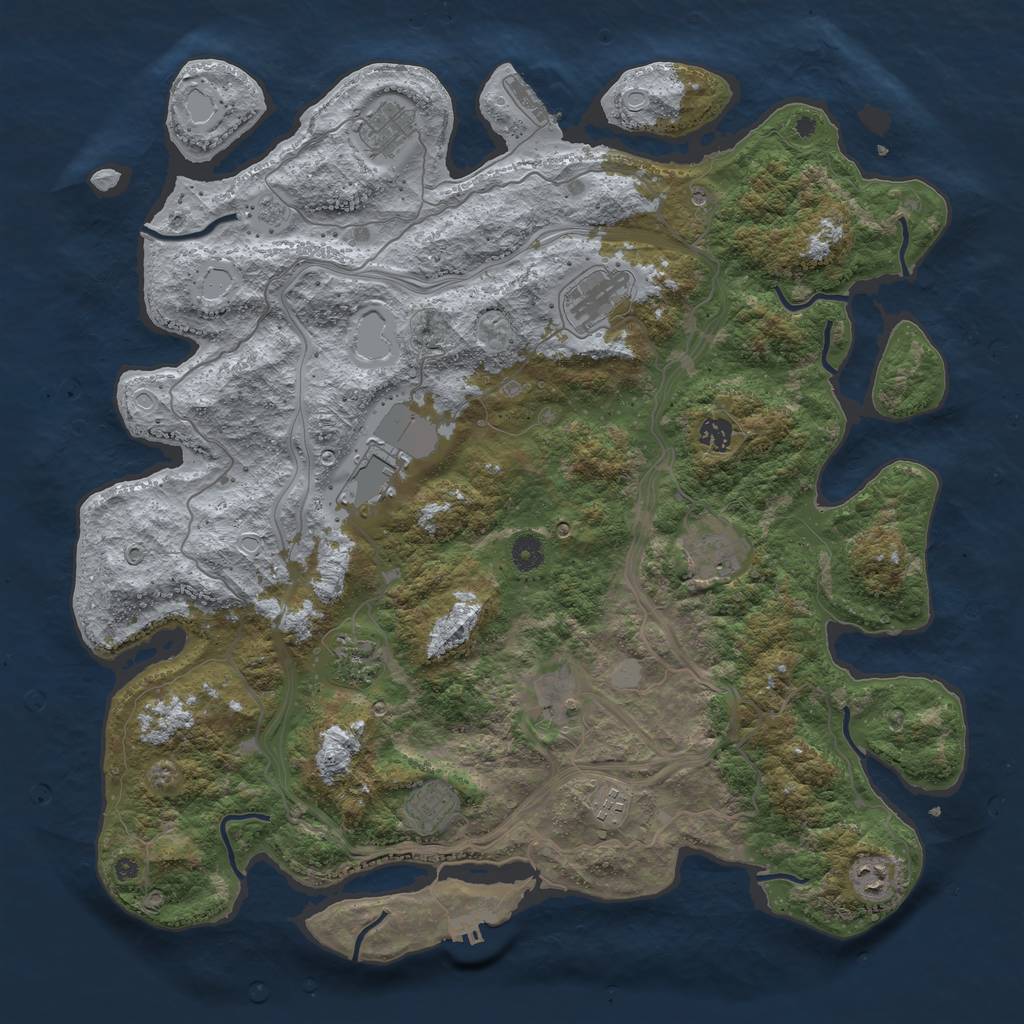 Rust Map: Procedural Map, Size: 4500, Seed: 1012548, 17 Monuments