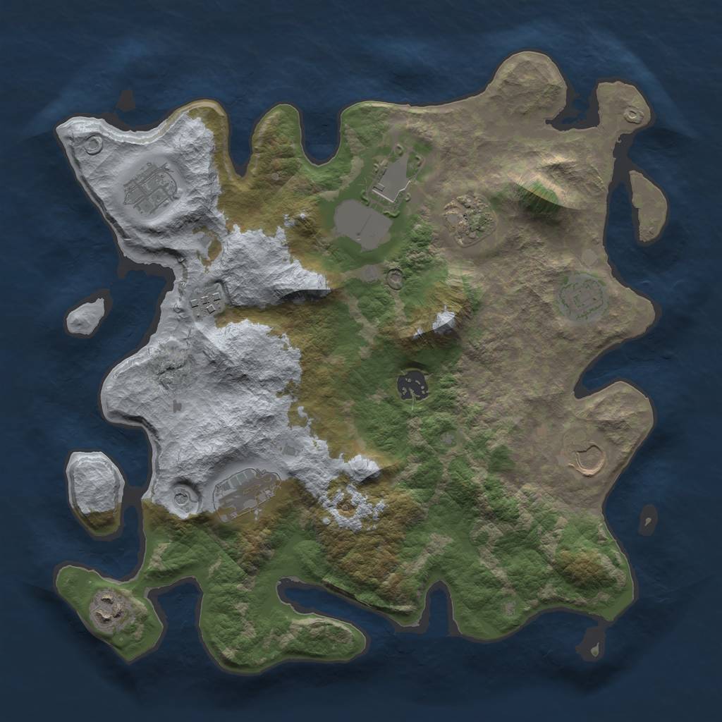 Rust Map: Barren, Size: 3500, Seed: 55421322, 12 Monuments