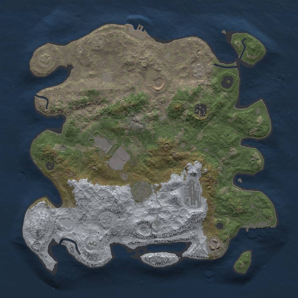 Rust Map: Procedural Map, Size: 3500, Seed: 69059134, 15 Monuments