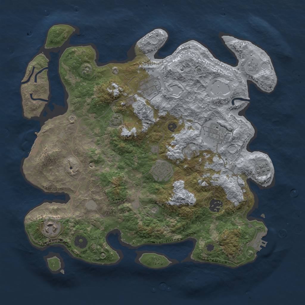 Rust Map: Procedural Map, Size: 3450, Seed: 1234567890, 14 Monuments