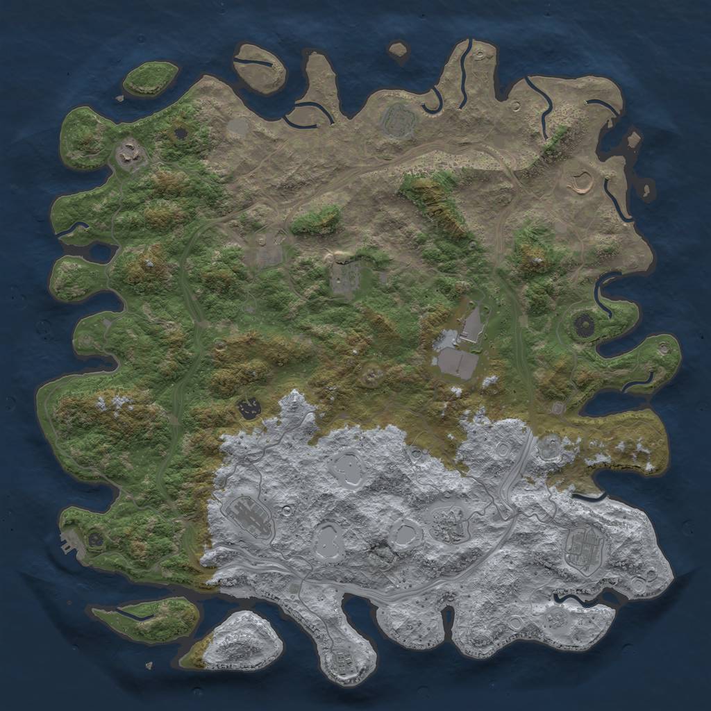 Rust Map: Procedural Map, Size: 4800, Seed: 1675680871, 17 Monuments