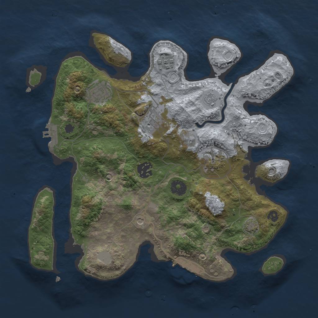 Rust Map: Procedural Map, Size: 3000, Seed: 136345, 13 Monuments