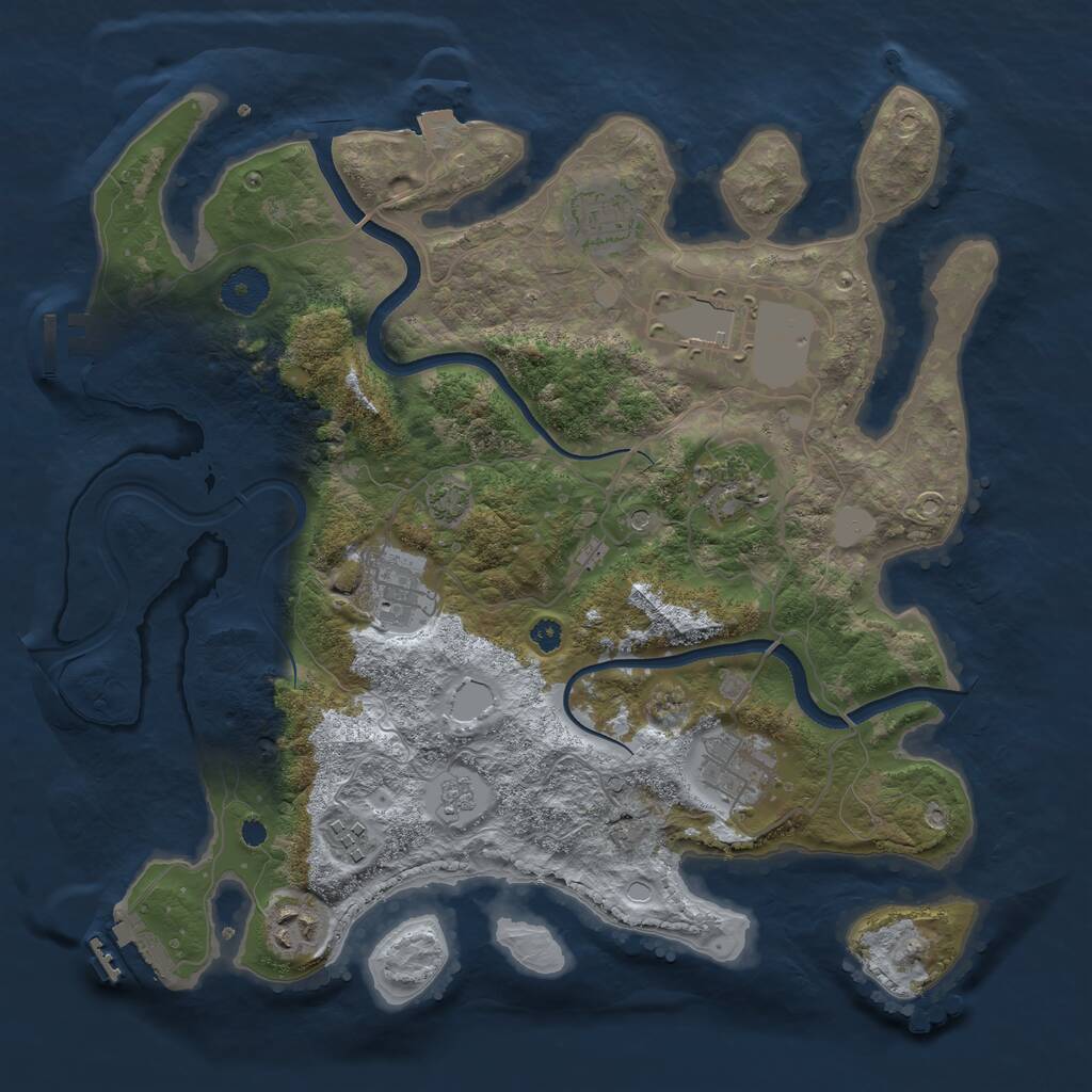 Rust Map: Procedural Map, Size: 3500, Seed: 53490524, 13 Monuments
