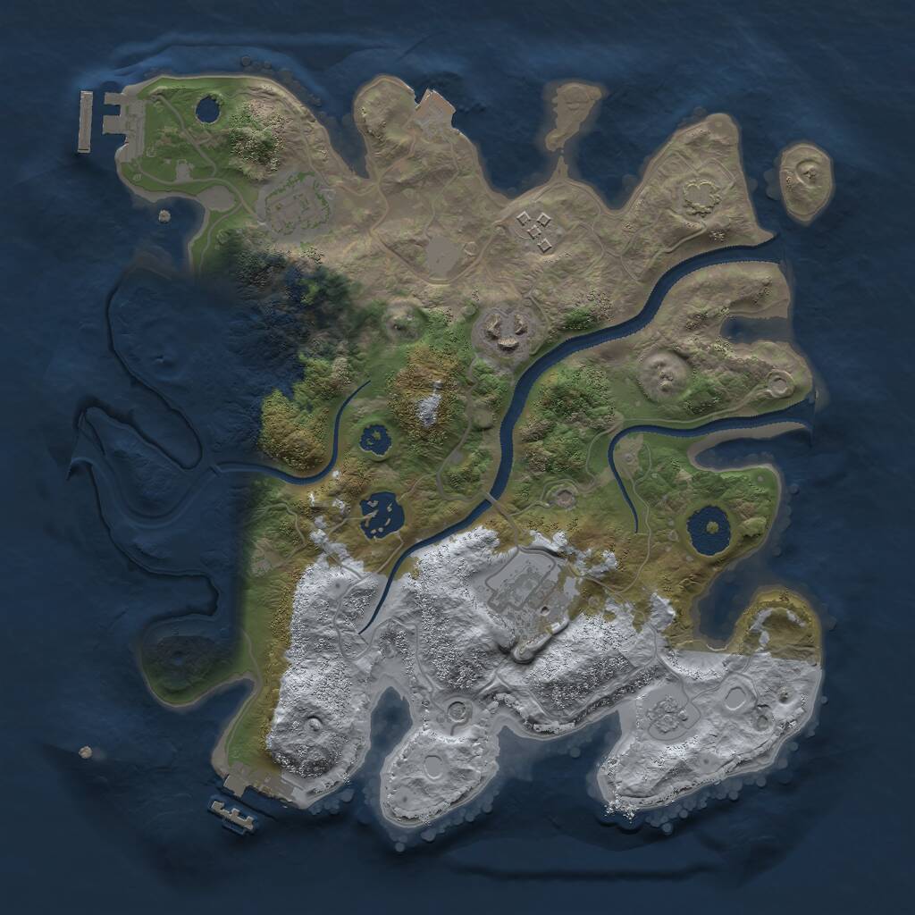 Rust Map: Procedural Map, Size: 3000, Seed: 1714127325, 11 Monuments