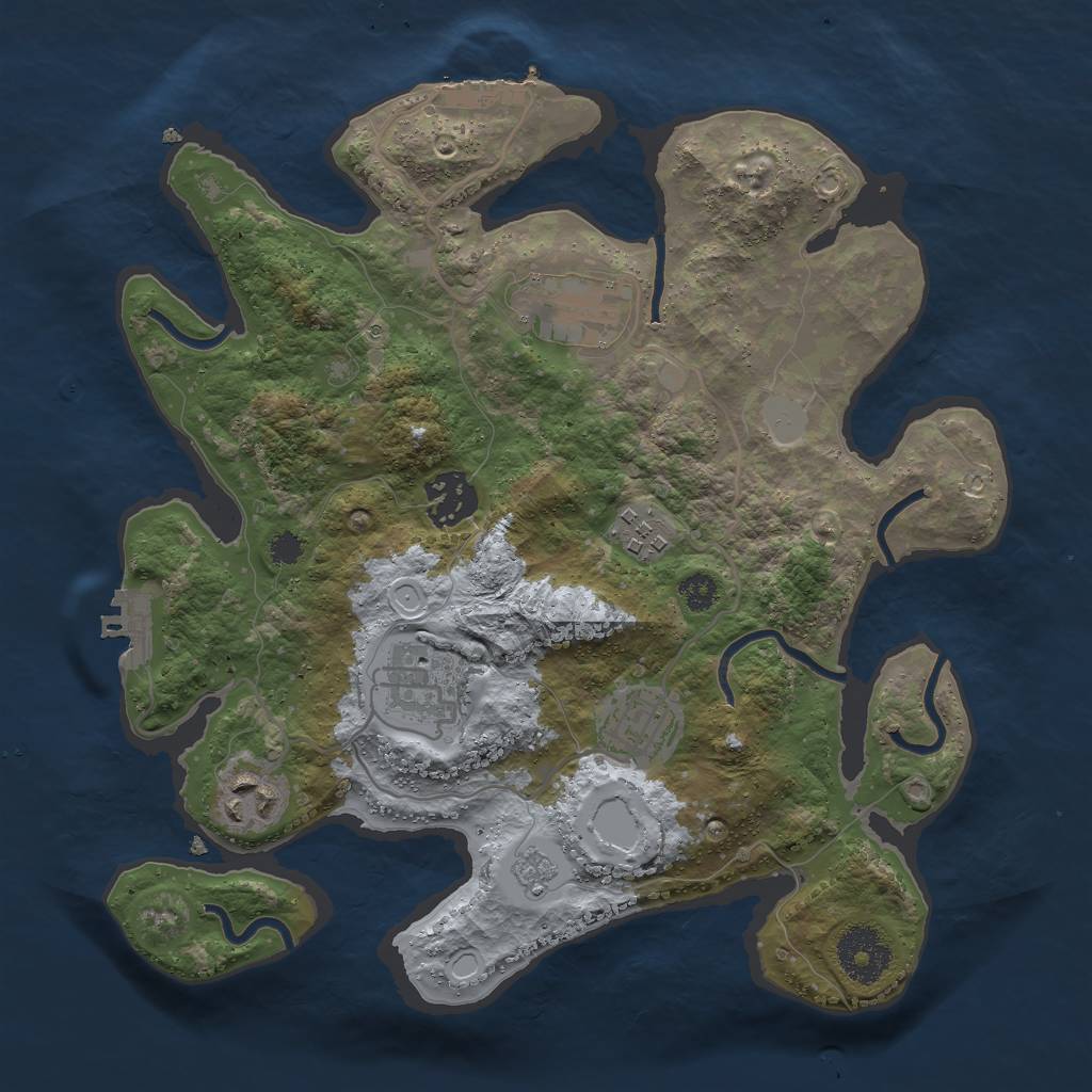 Rust Map: Procedural Map, Size: 3000, Seed: 2451358, 12 Monuments