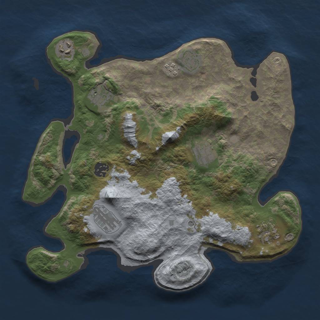 Rust Map: Barren, Size: 3300, Seed: 64747434, 11 Monuments