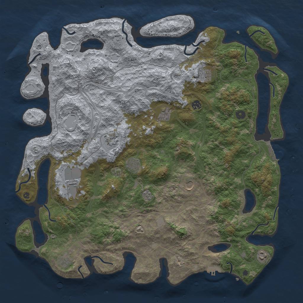 Rust Map: Procedural Map, Size: 4800, Seed: 587492463, 17 Monuments