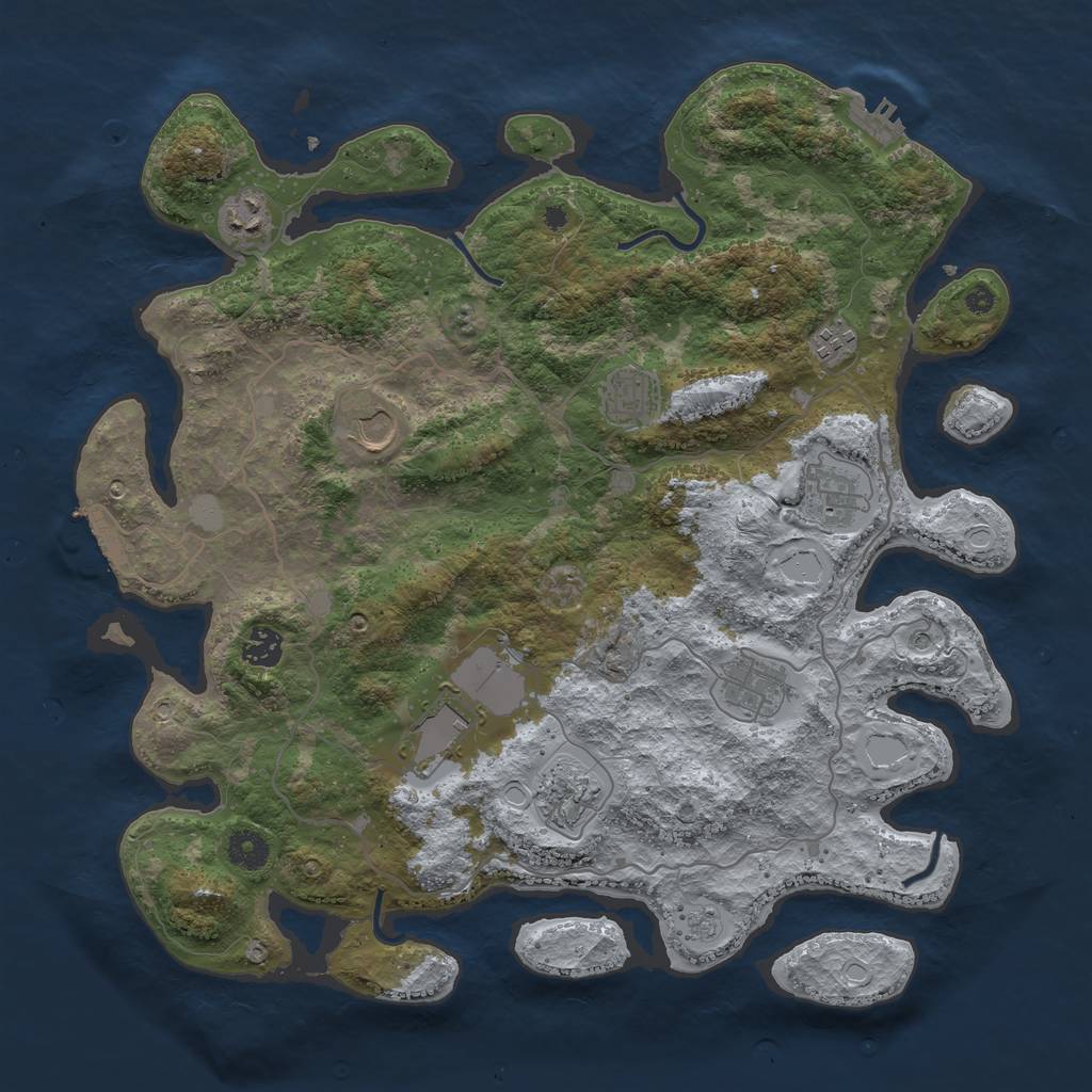Rust Map: Procedural Map, Size: 4000, Seed: 48151, 16 Monuments
