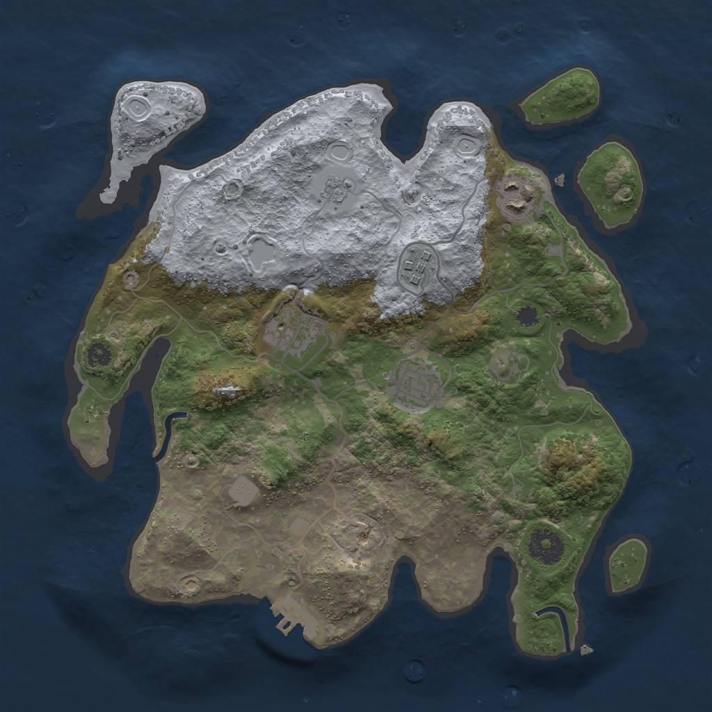 Rust Map: Procedural Map, Size: 3000, Seed: 71581750, 9 Monuments
