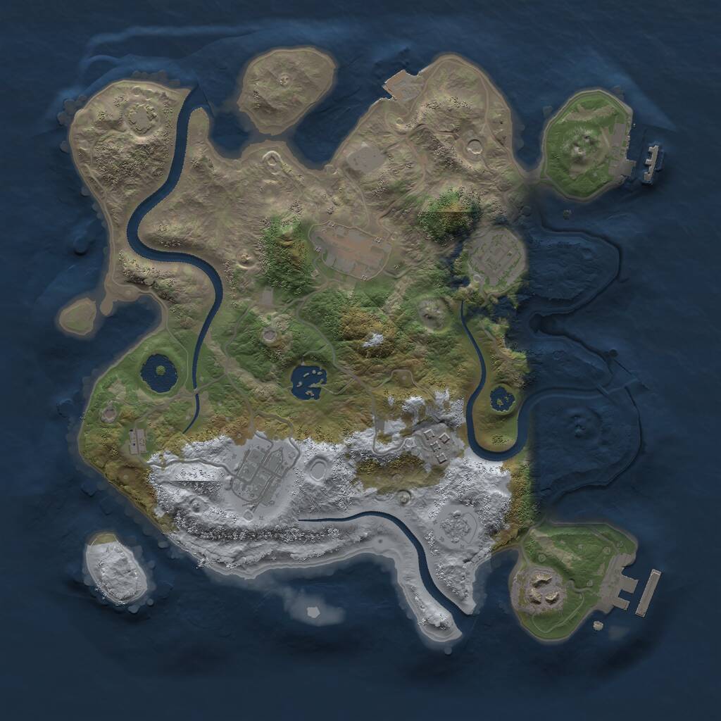 Rust Map: Procedural Map, Size: 3000, Seed: 23728, 12 Monuments