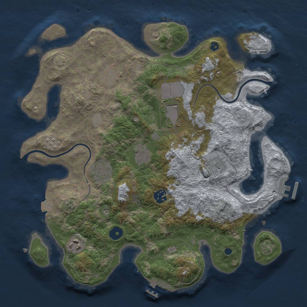 Rust Map: Procedural Map, Size: 3500, Seed: 95046913, 14 Monuments