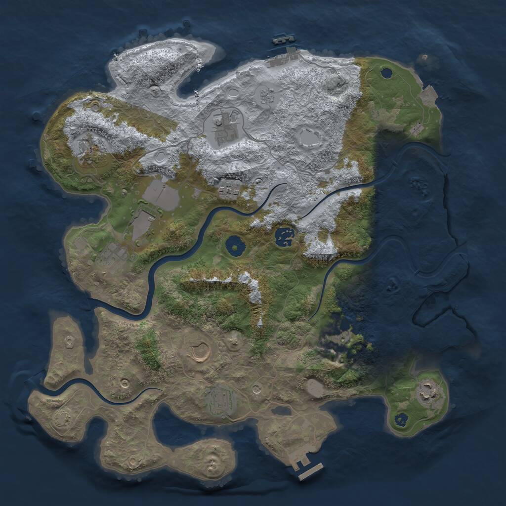 Rust Map: Procedural Map, Size: 3800, Seed: 7045416, 16 Monuments