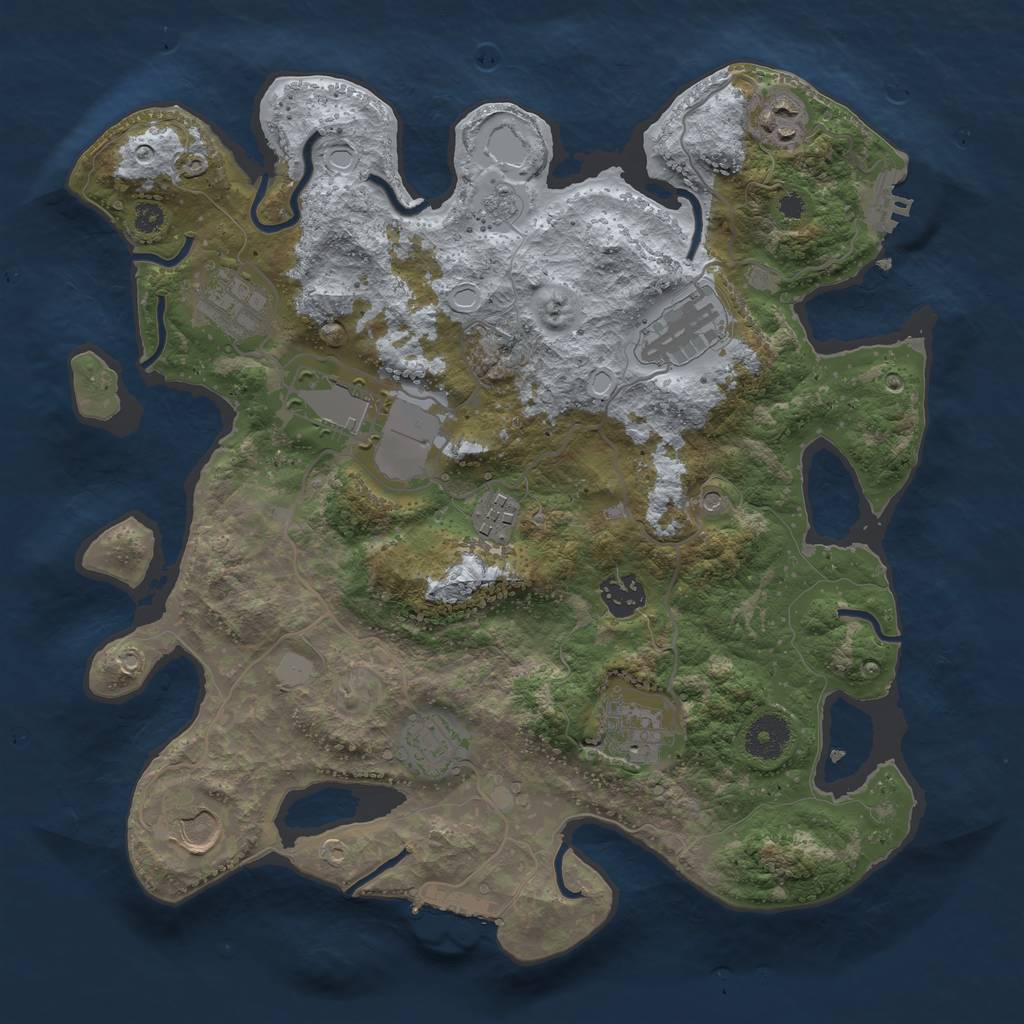 Rust Map: Procedural Map, Size: 3500, Seed: 762687670, 16 Monuments