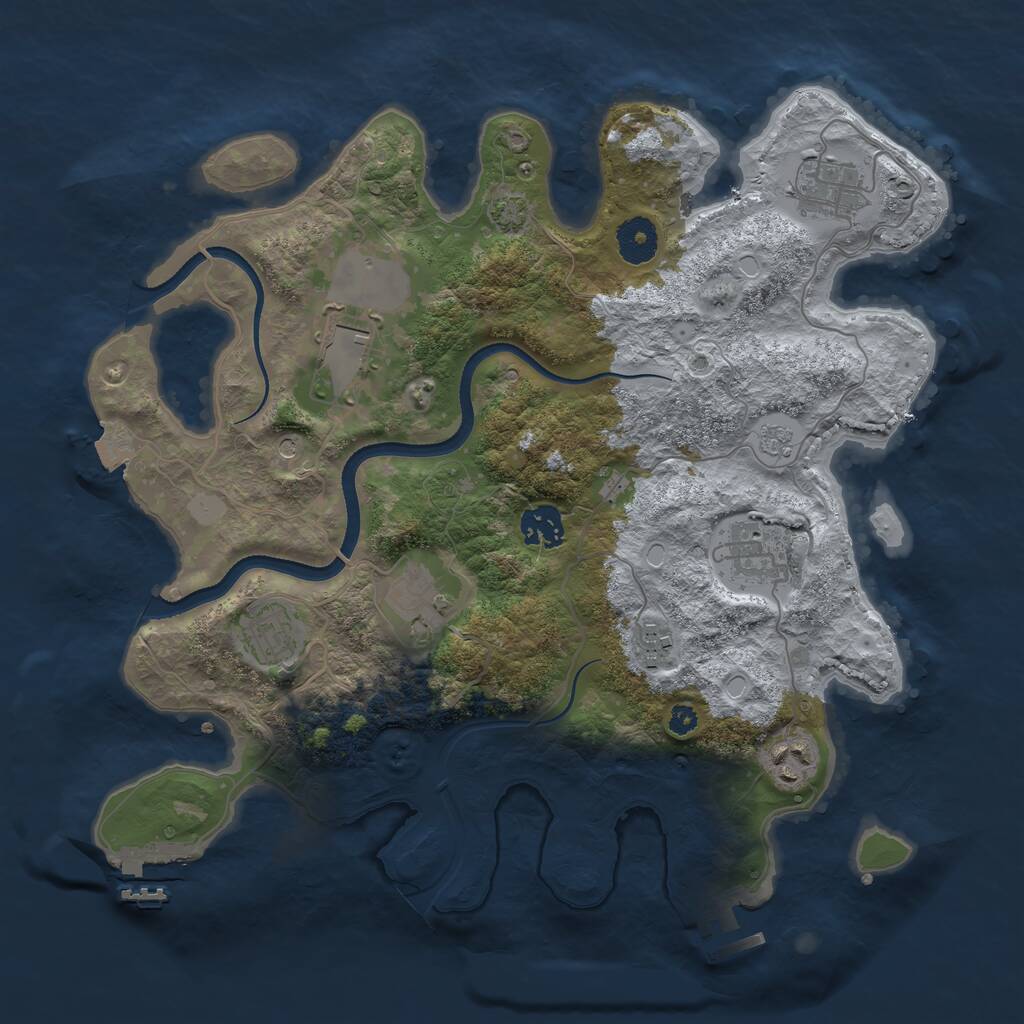 Rust Map: Procedural Map, Size: 3500, Seed: 1258744700, 14 Monuments