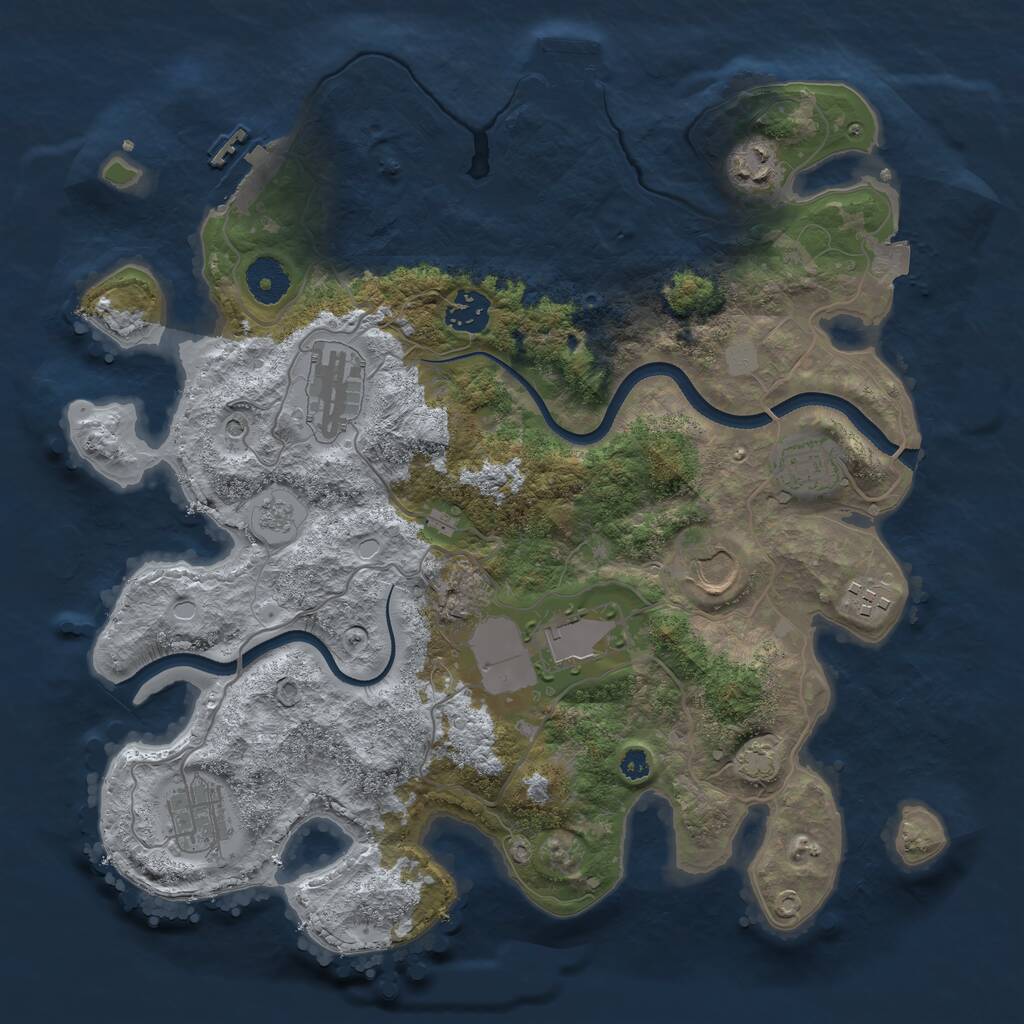 Rust Map: Procedural Map, Size: 3500, Seed: 55213733, 14 Monuments