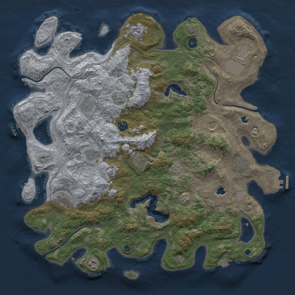 Rust Map: Procedural Map, Size: 4500, Seed: 726191091, 17 Monuments