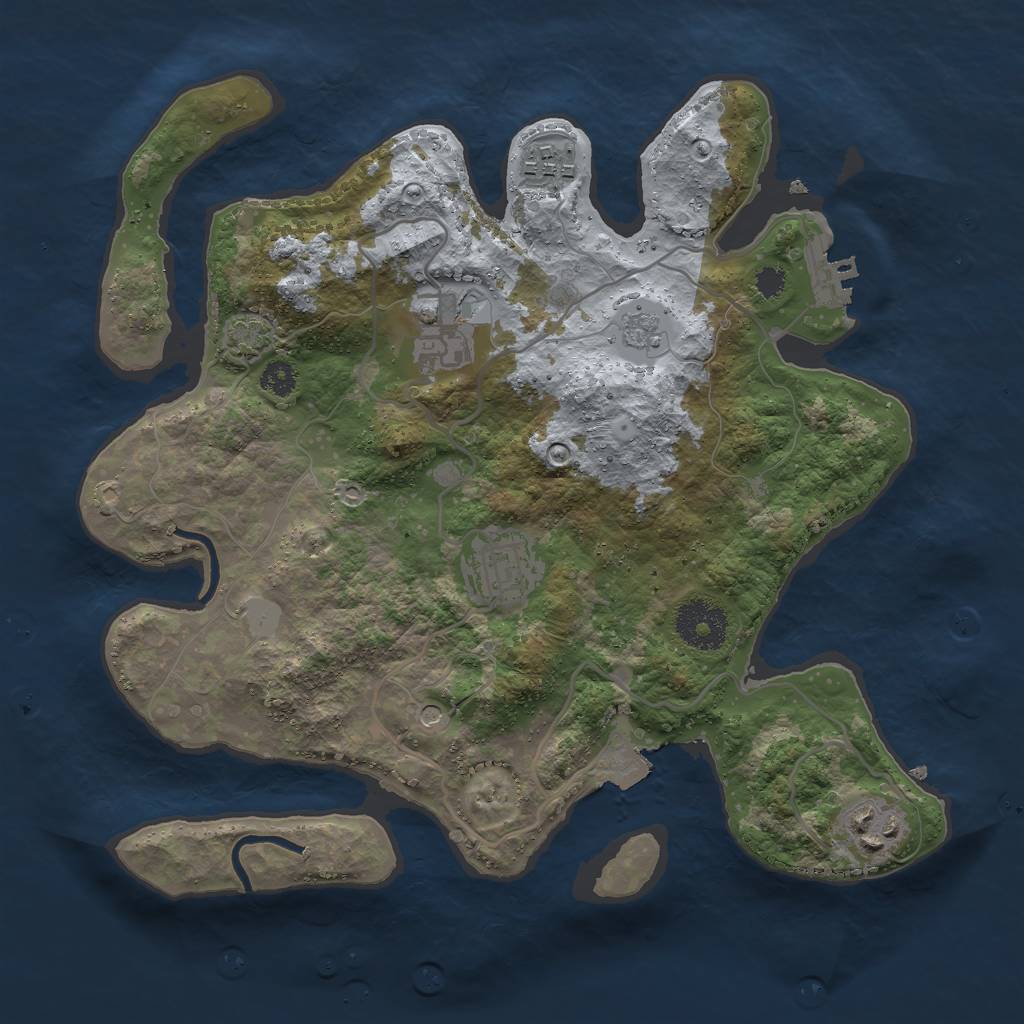 Rust Map: Procedural Map, Size: 3000, Seed: 605186071, 11 Monuments