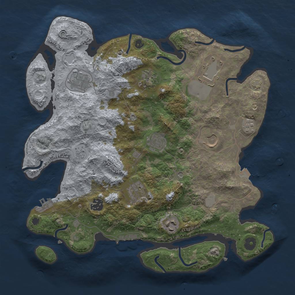 Rust Map: Procedural Map, Size: 3500, Seed: 85750252, 17 Monuments