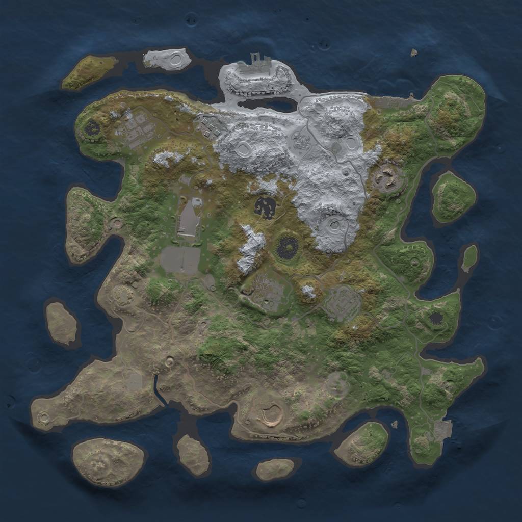 Rust Map: Procedural Map, Size: 3500, Seed: 34161039, 16 Monuments
