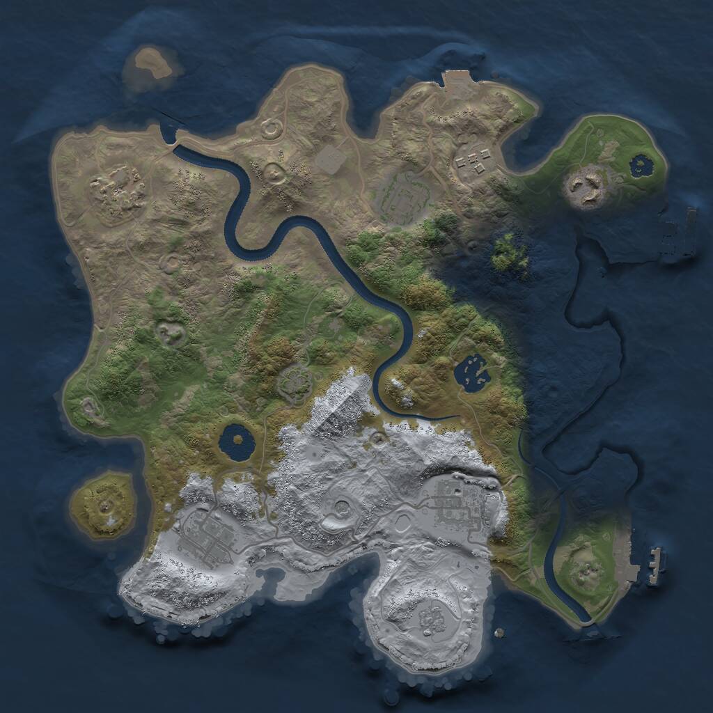 Rust Map: Procedural Map, Size: 3000, Seed: 1057949248, 13 Monuments