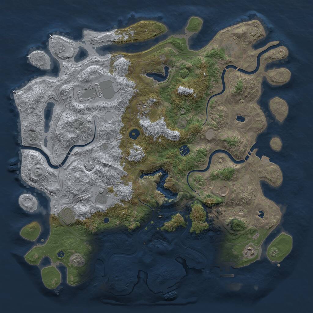 Rust Map: Procedural Map, Size: 4500, Seed: 17654321, 15 Monuments