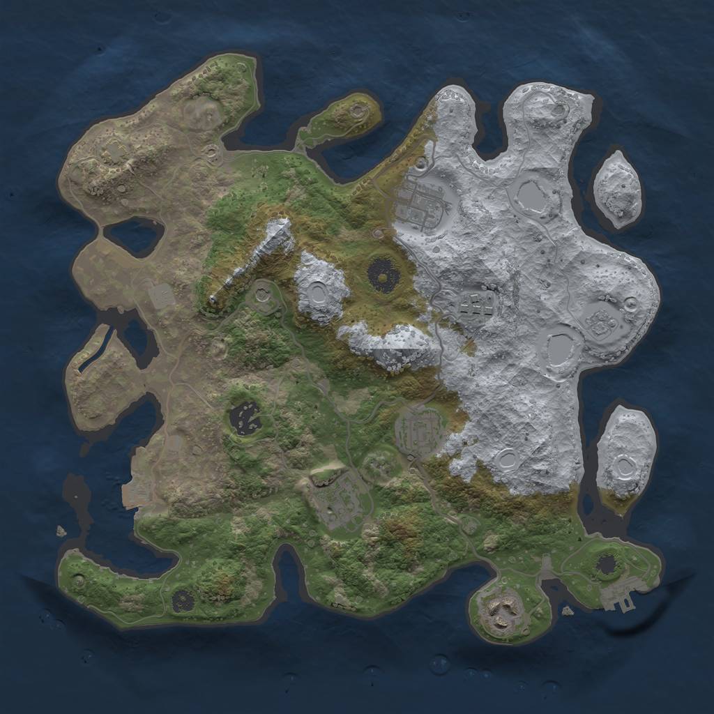 Rust Map: Procedural Map, Size: 3250, Seed: 702773867, 13 Monuments