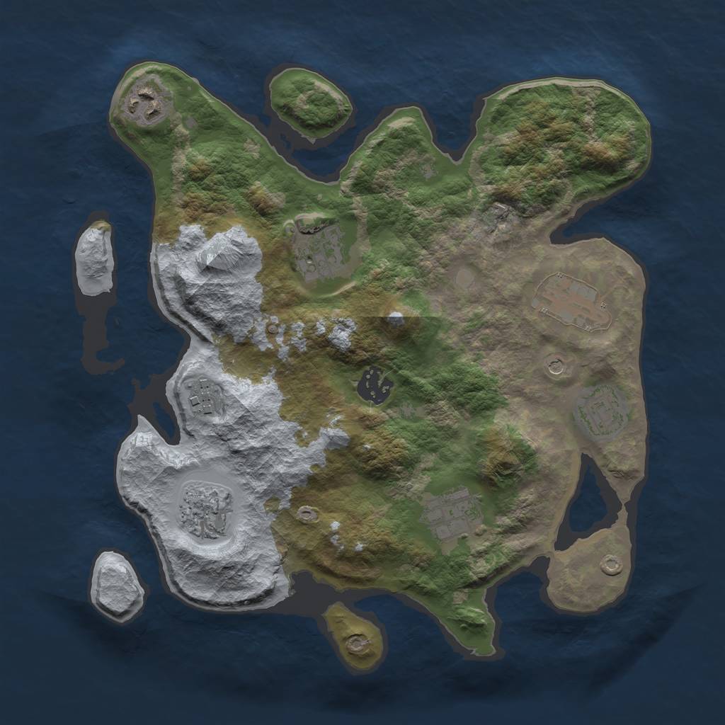 Rust Map: Barren, Size: 3100, Seed: 352626235, 11 Monuments