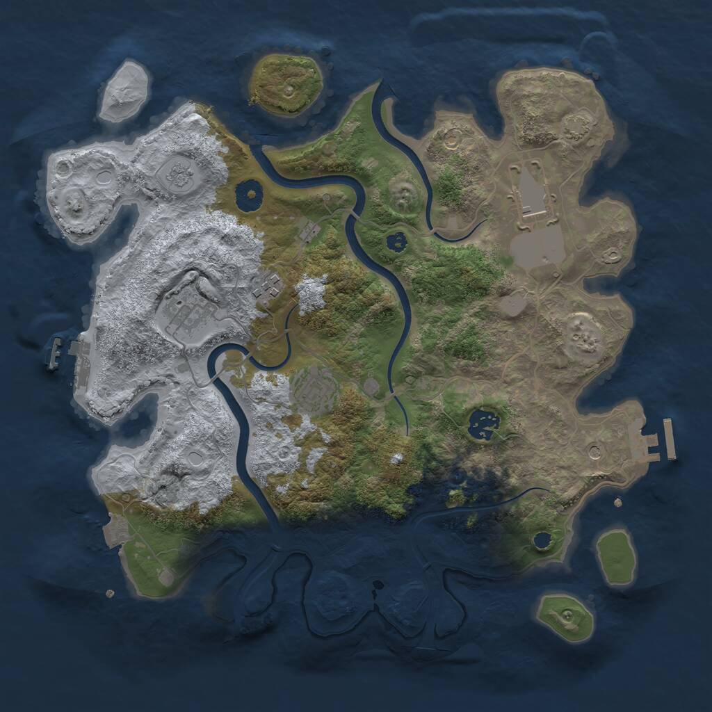 Rust Map: Procedural Map, Size: 3500, Seed: 755330779, 11 Monuments